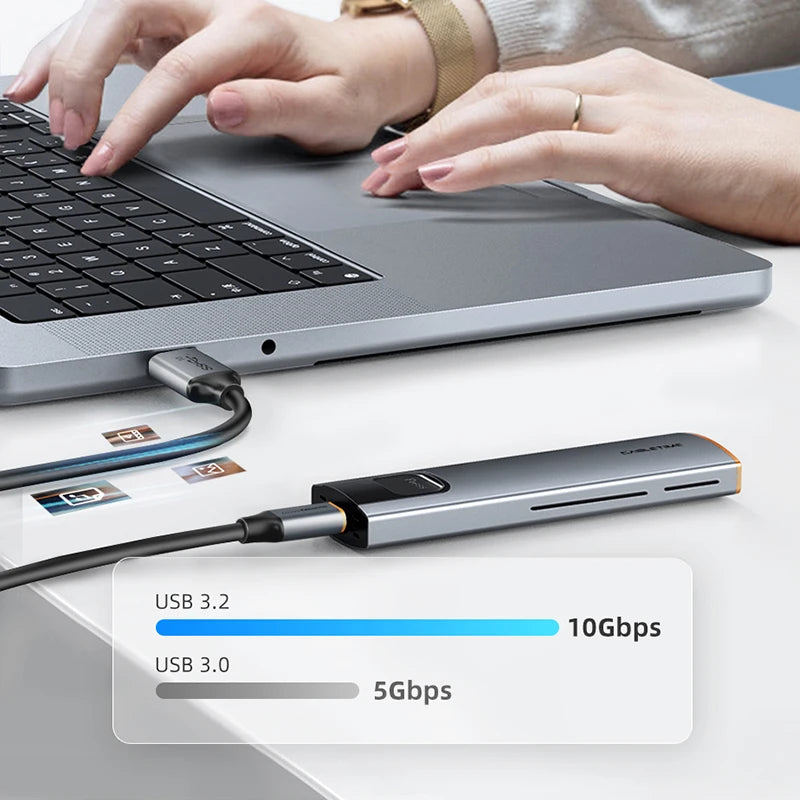Cable CABLETIME USB-A a USB-C, 10 Gbps, 3 A, USB 3.2, 60 W, QC 3.0, transferencia de datos para carcasa SSD, carga de teléfono y sincronización de datos