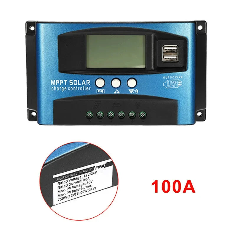 12V/24V Solar Charge Controller with LCD and Dual USB