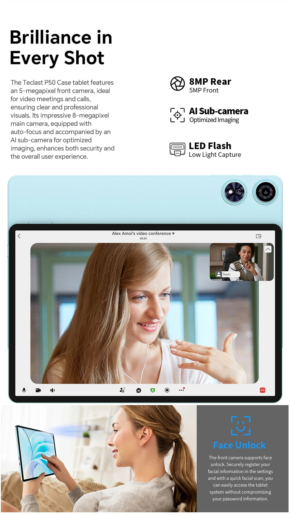 Teclast P50 Custodia Android 15 Tablet