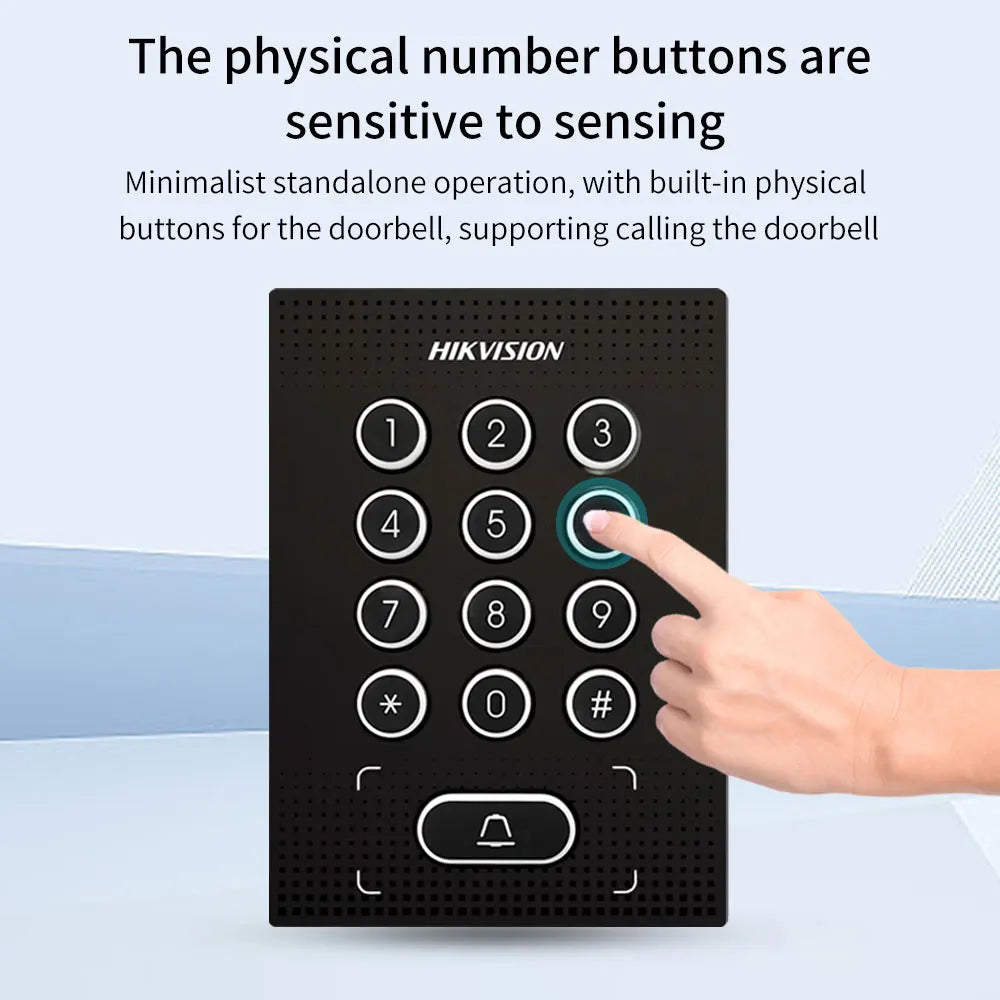 Hikvision Door Station Lock Open Access Control Keypad 13.56mhz Ic card Wiegand Card Reader work with Exit Button Wired Doorbell