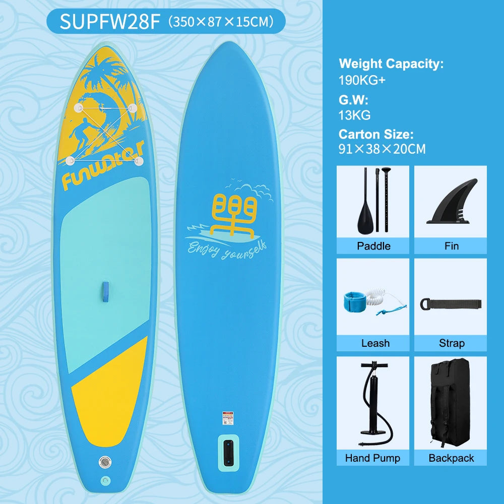 FunWater Inflatable Stand Up Paddle Board Paddling Board Surfboard Surf Sup Board 320-385CM Non-Slip Water Sport Paddle Board