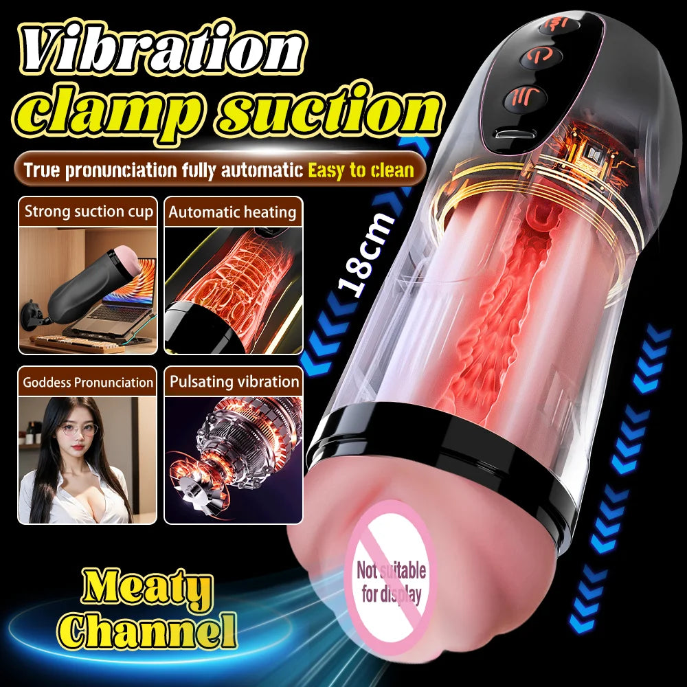 Male Heating Masturbator Cup with Vibration and Suction