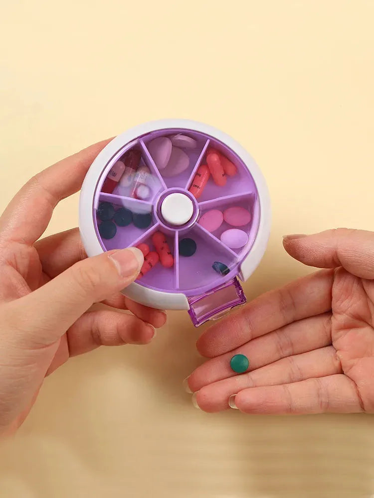 Portable Rotating Pill Box - 7-Day Weekly Pill Organizer