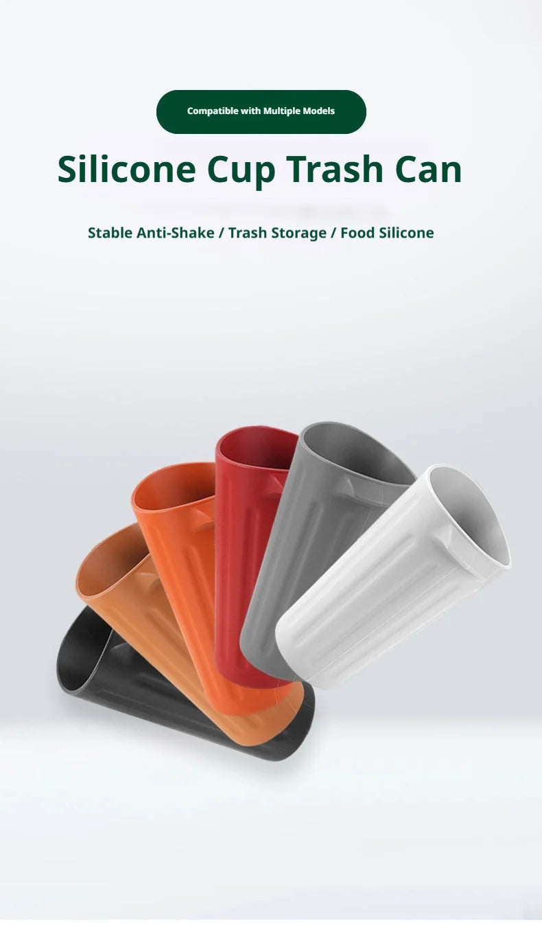 SEAMETAL Car Trash Can Food-Grade Silicone Anti-Slip Trash Bin Twist-Resistant Washable Oil-Repellent Leak-Proof Cup Holder