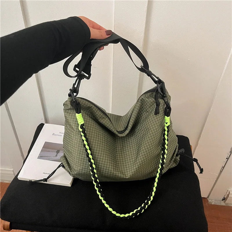 Borsa tote in poliestere a quadri per l’uso quotidiano