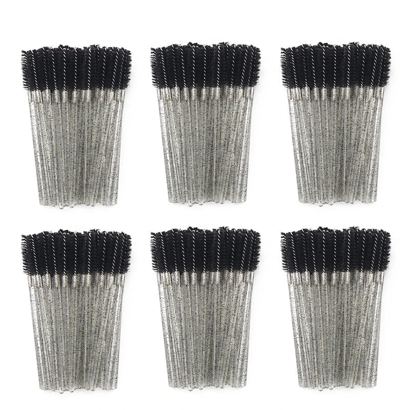 ANNAFRIS 50Pcs Disposable Eyelash Brush Soft Head Crystal Eyebrow Brush Lash Extension Brush Mascara Wand Makeup Tool
