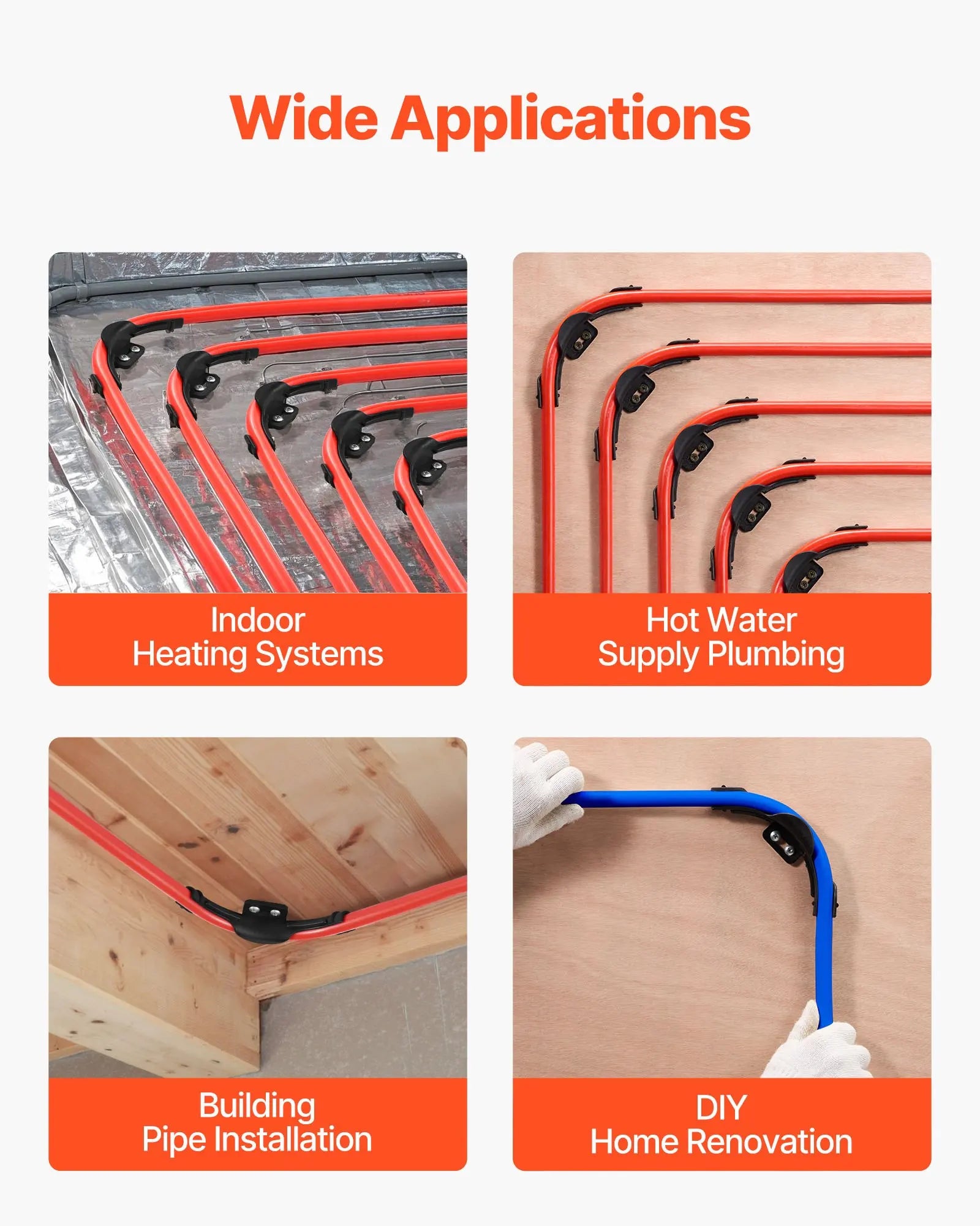 Guides de coudes de support à 90° pour tube PEX – Lot de 20