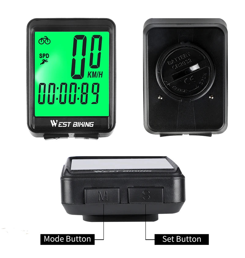 WEST BIKING Bicycle Wireless Computer MTB Road Bike Odometer Waterproof With Backlight Cycling Speedometer LED Rate Stopwatch