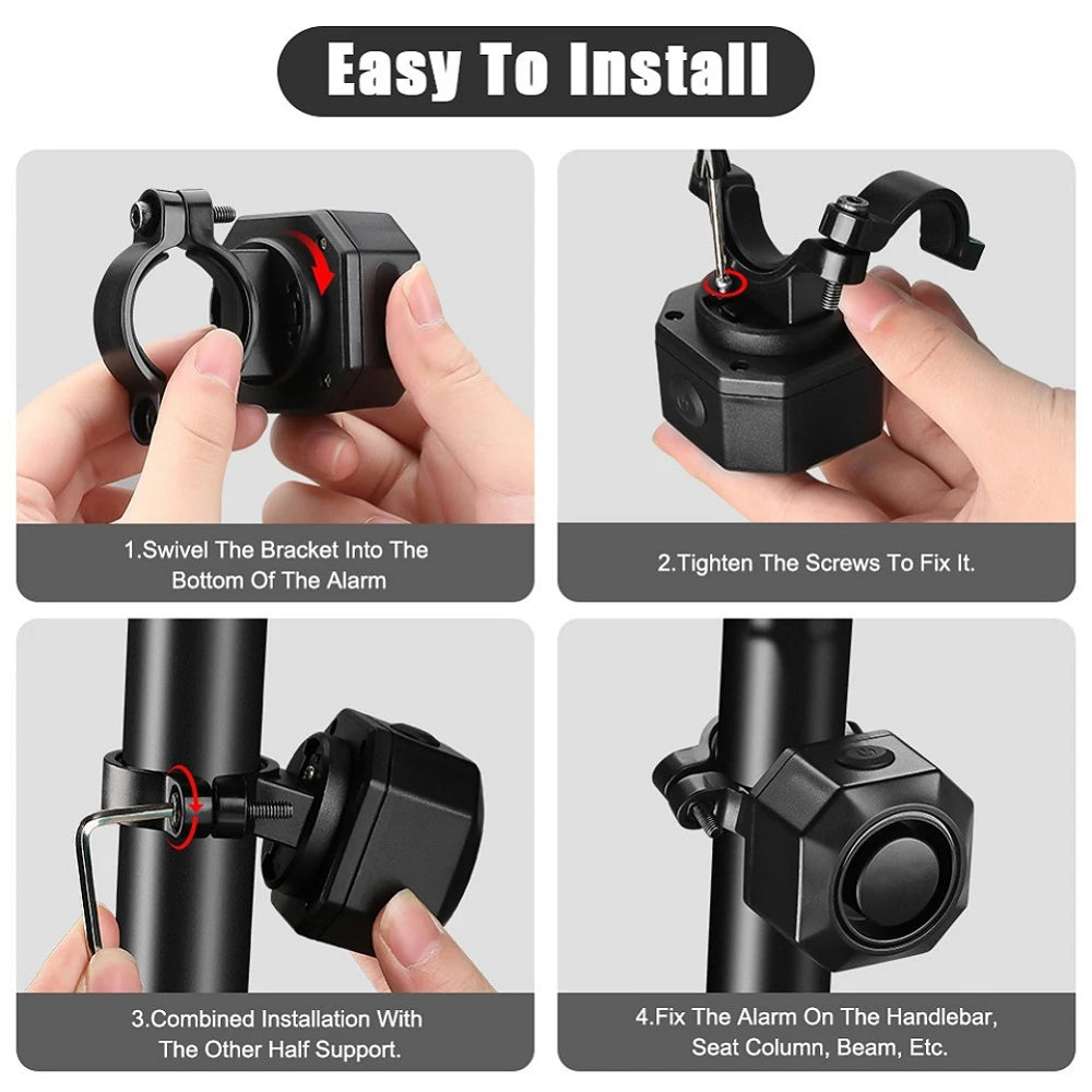 Wireless Bike Alarm with Remote, 110dB Motion Sensor Anti-Theft