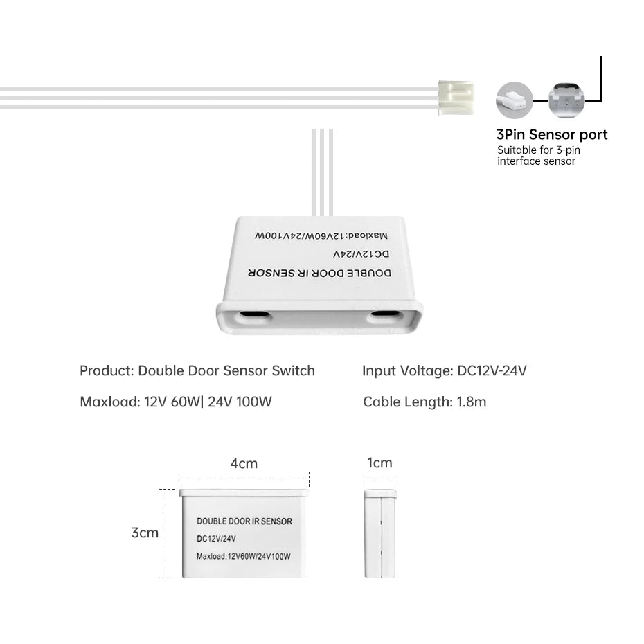 DC12V 24V Dupont Auto ON/OFF Door Sensor Switch with 1.7m Wire for Cabinet Closet Shelf Drawer LED Light Decor
