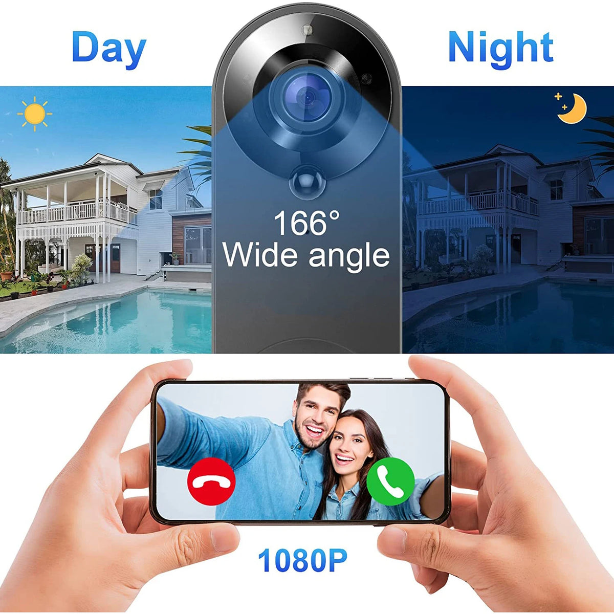 1080p Tuya video-deurbel met wifi-opties