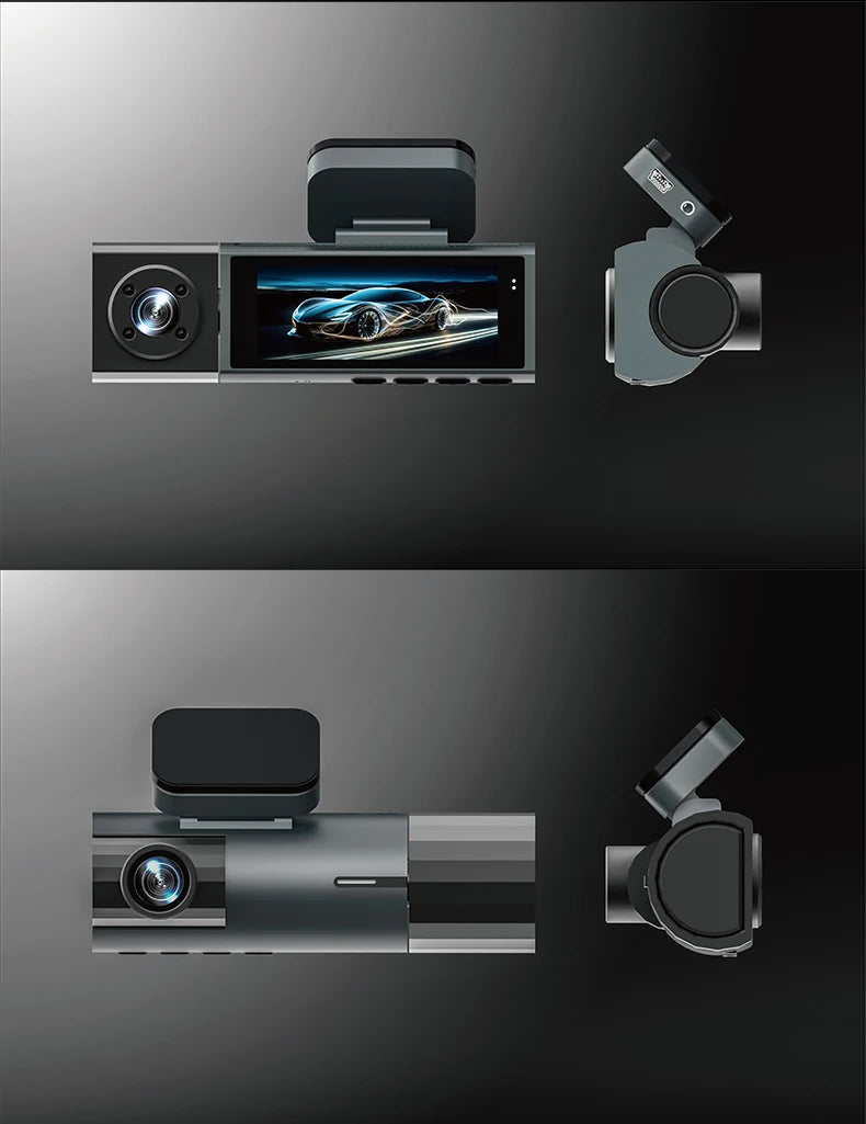 1080P 3-Way WiFi Dash Cam Front Inside Rear with Night Vision