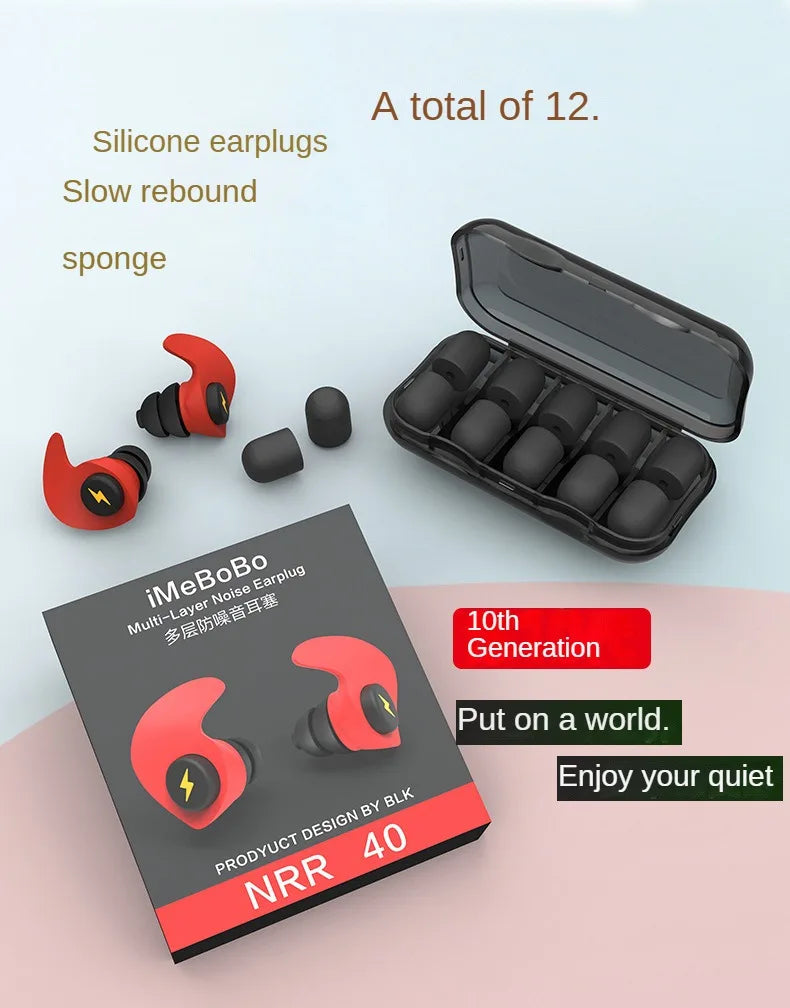 Noise-cancelling Sponge Earplugs Mute Sleep Soundproof Earplugs Separate Assembly Waterproof Silicone Earplugs Security