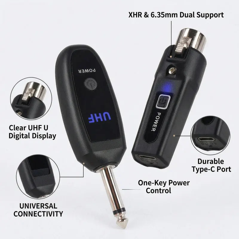 NXG N-008 Wireless Microphone Receiver & Transmitter with Smart Noise Reduction, XLR/6.35mm Plug-In Transmitter & Receiver Suitable for Recording, for Conferences, Stage Performances, - for Podcasts, Public Speaking, Events