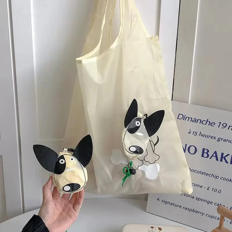 Sac de courses pliable avec motif de chien, grande capacité, portable, écologique et résistant, sac à main pour faire les courses