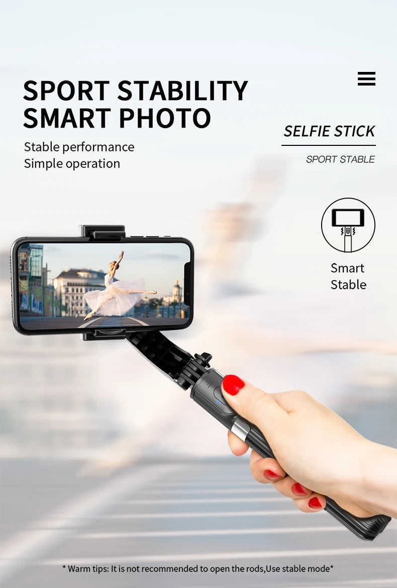 Handheld Gimbal Stabilizer for Smartphone 1-Axis with Selfie Stick Tripod Stand Wireless Bluetooth Remote for iPhone Android
