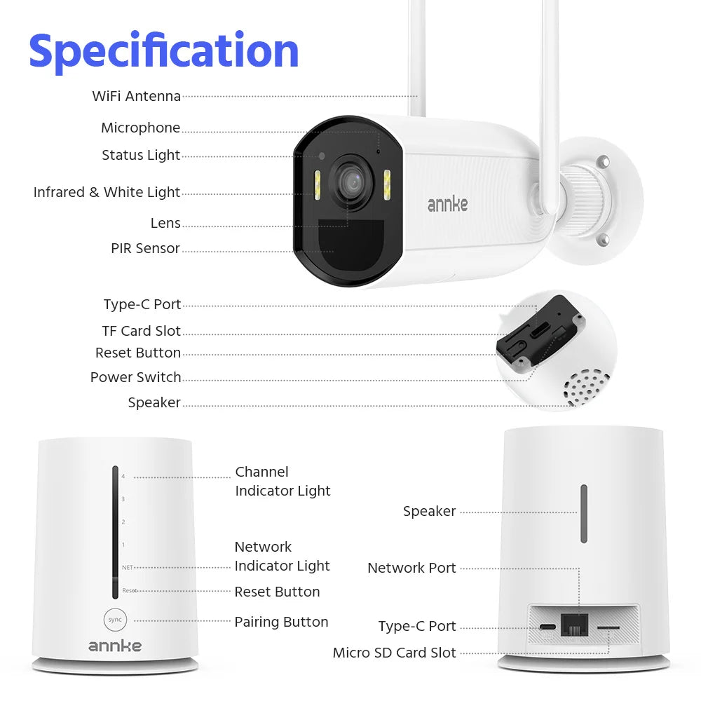 4MP Wireless Outdoor Security Camera Solar Powered, Two-Way Audio, WiFi 6, IP65