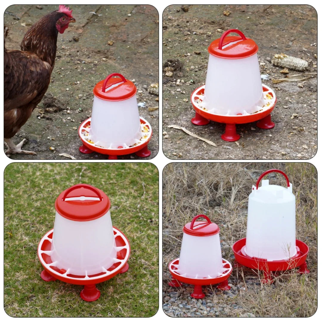 1.5kg Chicken Duck Feeder Bucket With Leg Poultry Food Fountain Chicken Chick Hen Lid Handle Feeding Watering Supplies