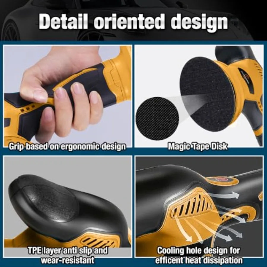 Cordless 6-Inch Buffer Polisher for Dewalt 20V Batteries