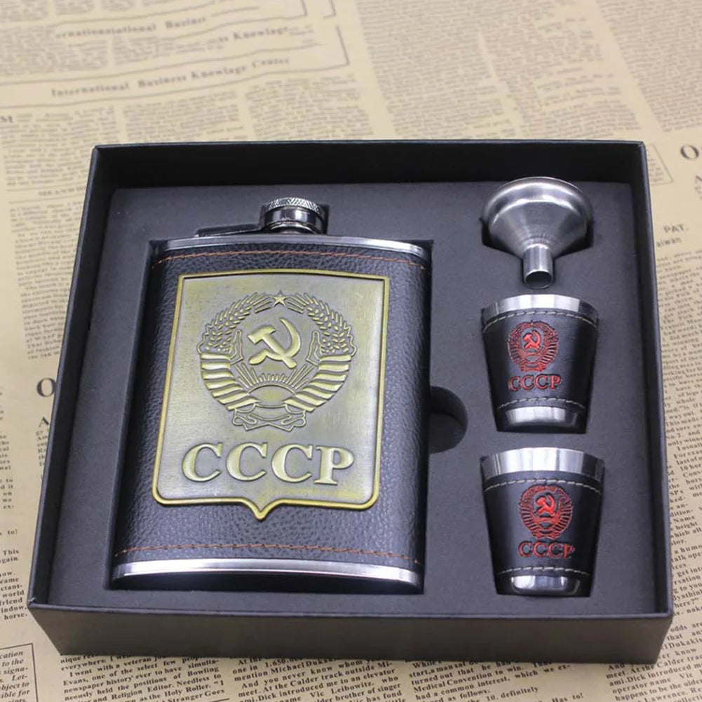 8oz Stainless Steel Hip Flasks Wine Bottle Funnel Cups Kit