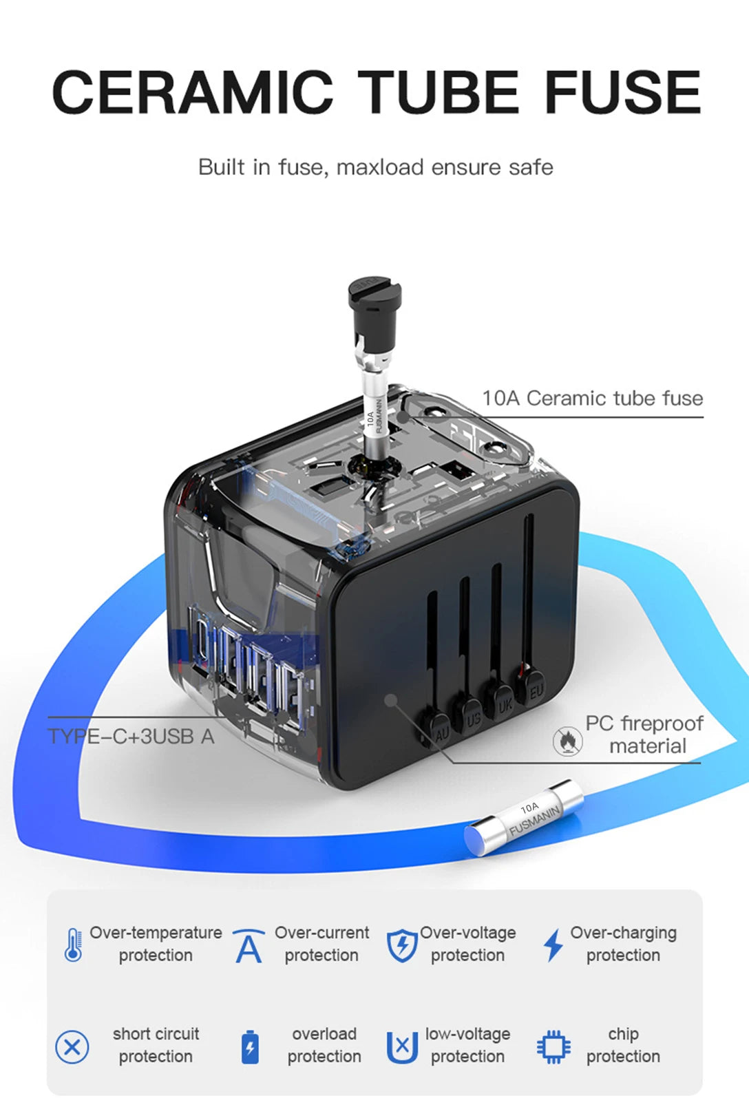 Universal Travel Adapter with USB Charging Ports