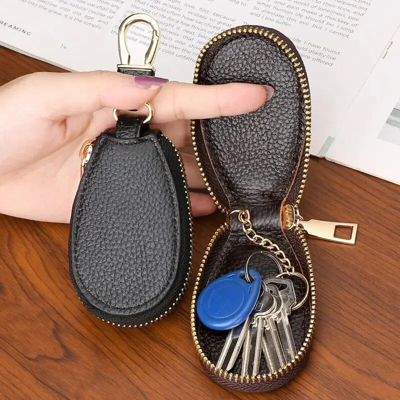 1PCS Leather Zipper Key Wallet Keychain Multifunctional Mini Purse Key Holder Case
