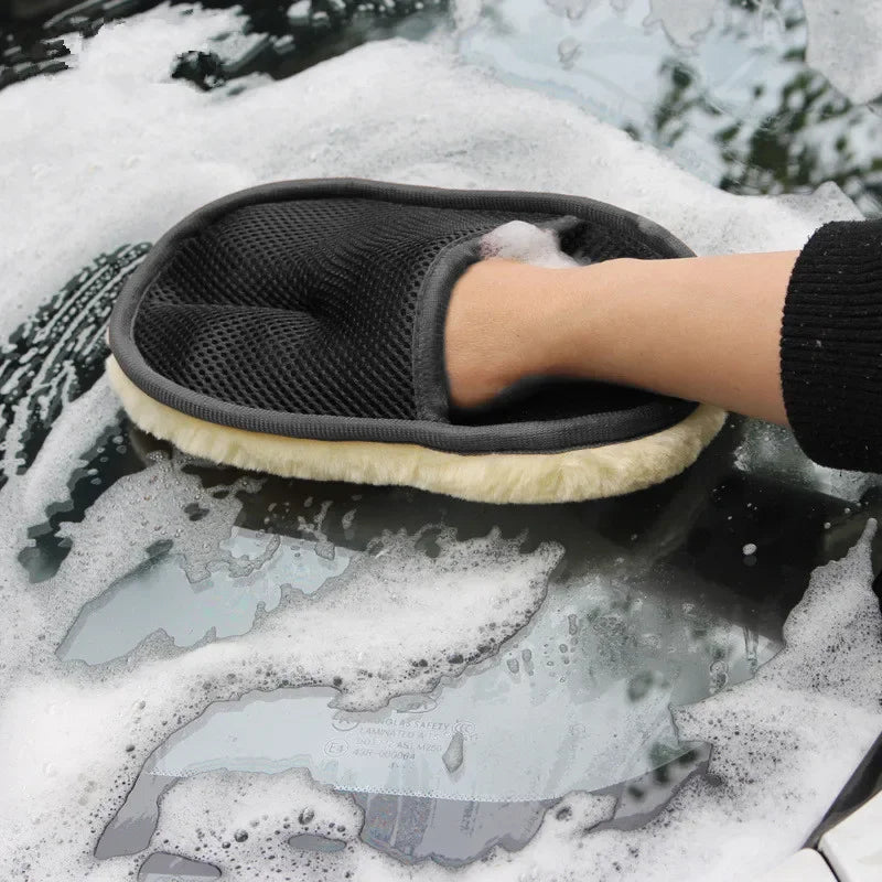 Car Washing Gloves Thickened Plush Car Wiping Gloves Waxing Polishing Car Cleaning Products