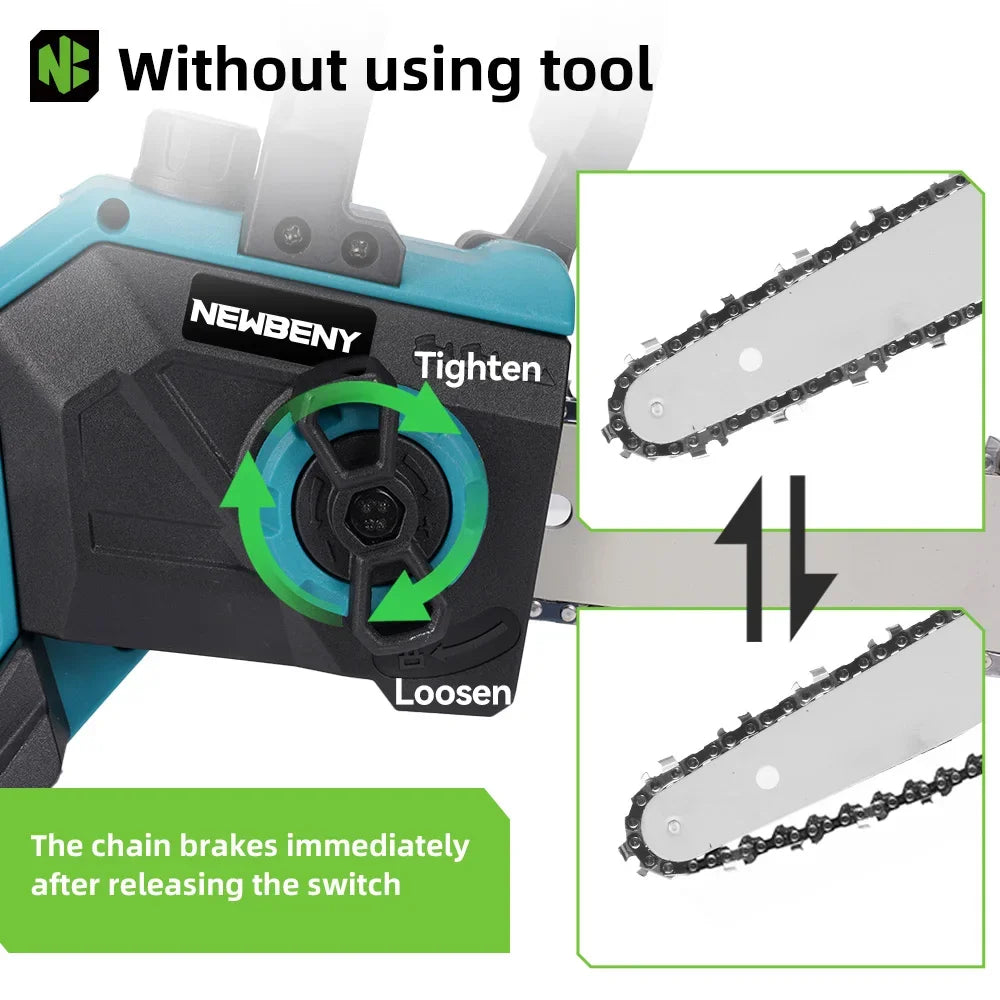 NEWBENY 12 Inch Brushless Electric Saw Cordless Efficient Garden Woodworking Cutting Power Tool For Makita 18-21V Battery Pin