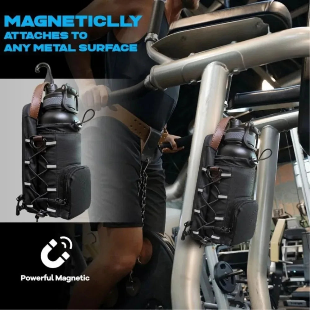 Magnetic Gym Bag with Phone Pocket and Water Bottle Pouch