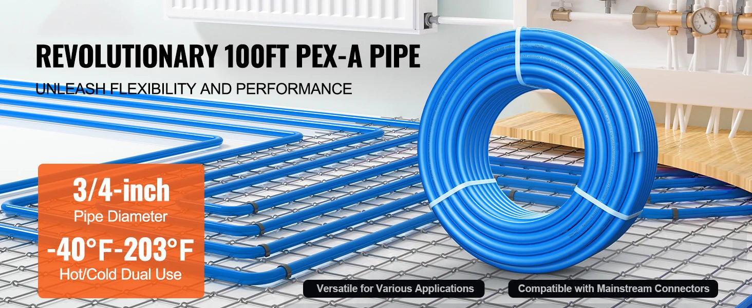 Tubería flexible PEX-A de 3/4 pulgadas, 100 pies para agua caliente y fría