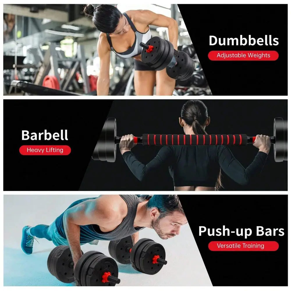 44LB verstellbares Kurzhantel- und Langhantel-Set für das Krafttraining zu Hause