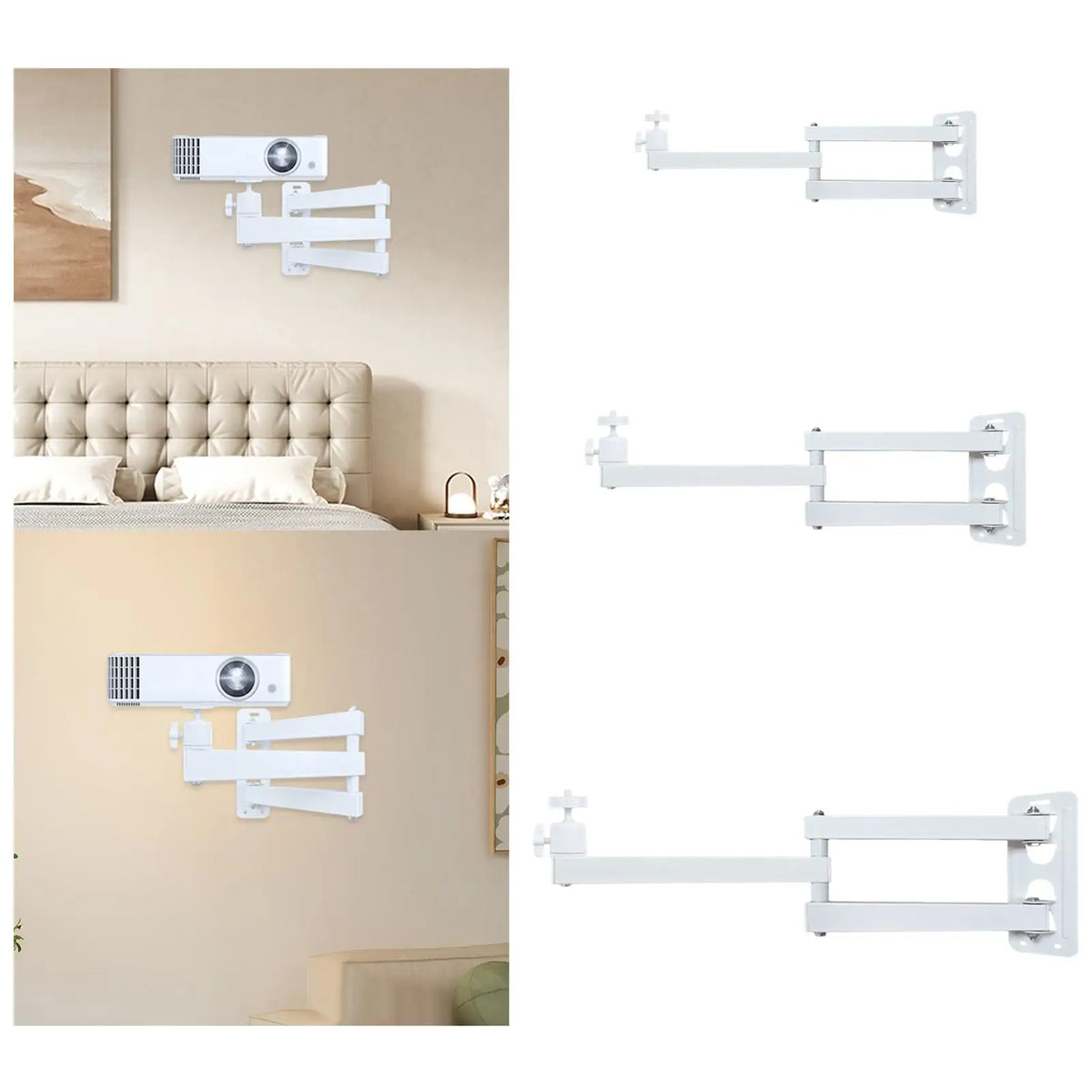 Projector Wall Mount Bracket Heavy Duty 360° Rotatable Universal Foldable Projector Shelf with 1/4" Ball Head for Office Home