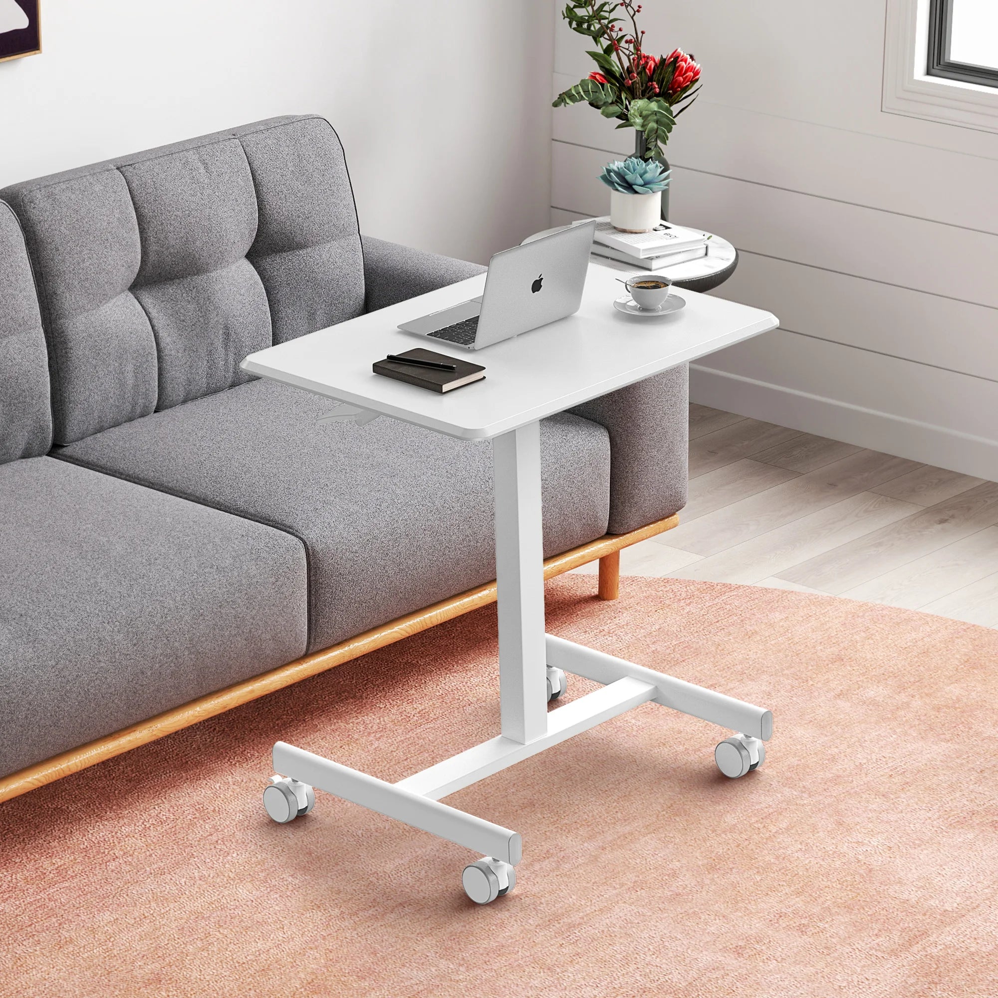 Adjustable Mobile Standing Desk with Wheels for Laptop Work