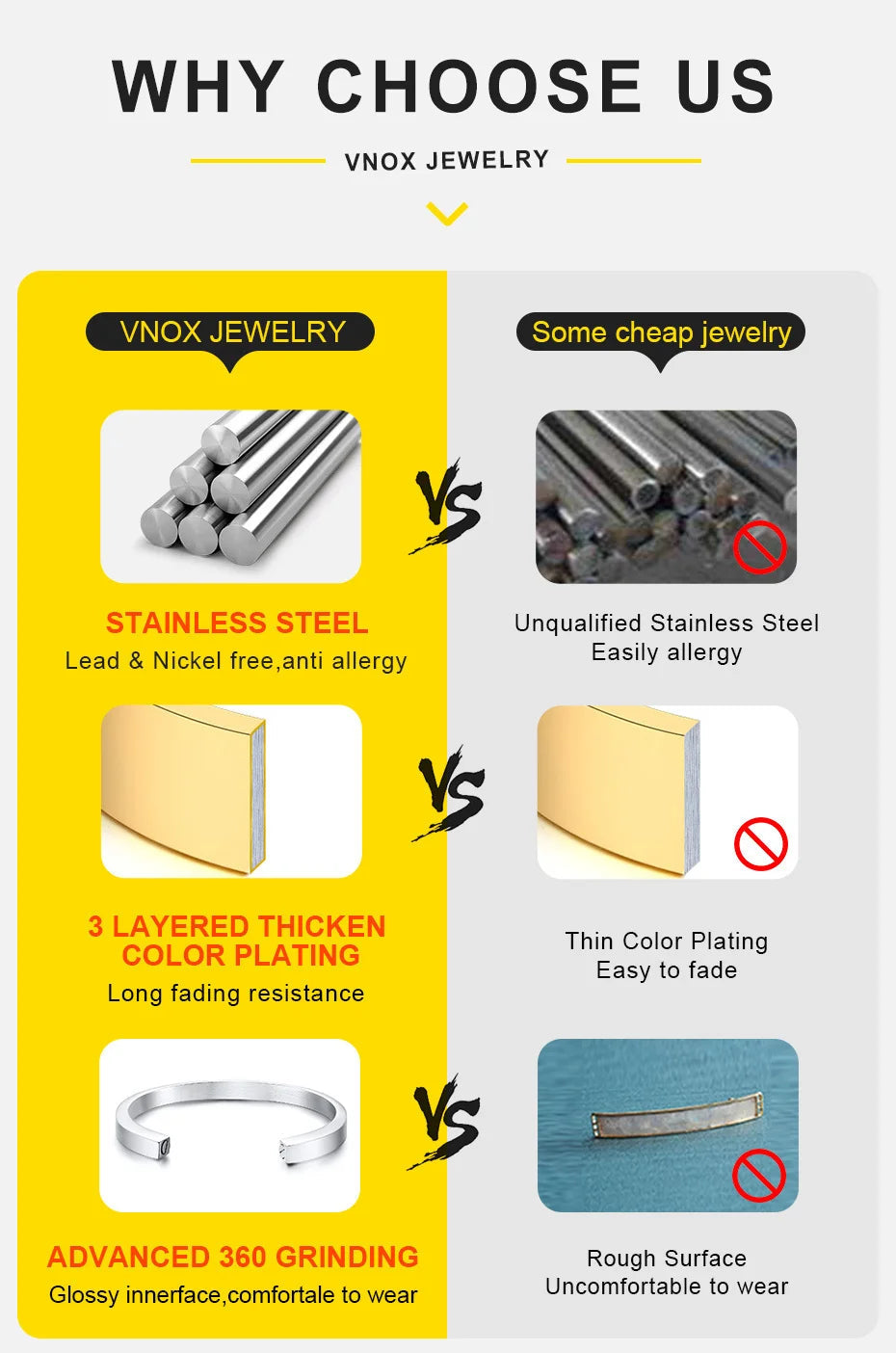 Vnox 5mm Pillar Necklace for Men Women, Stainless Steel 3D Bar Pendant, Minimalist Simple Casual Unisex Neck Collar