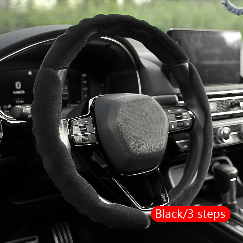 SEAMETAL Winter Steering Wheel Cover Shell Thicken Plush Warm Steering Protector Anti Scratch Car Steer Wheel Cover Non-Slip
