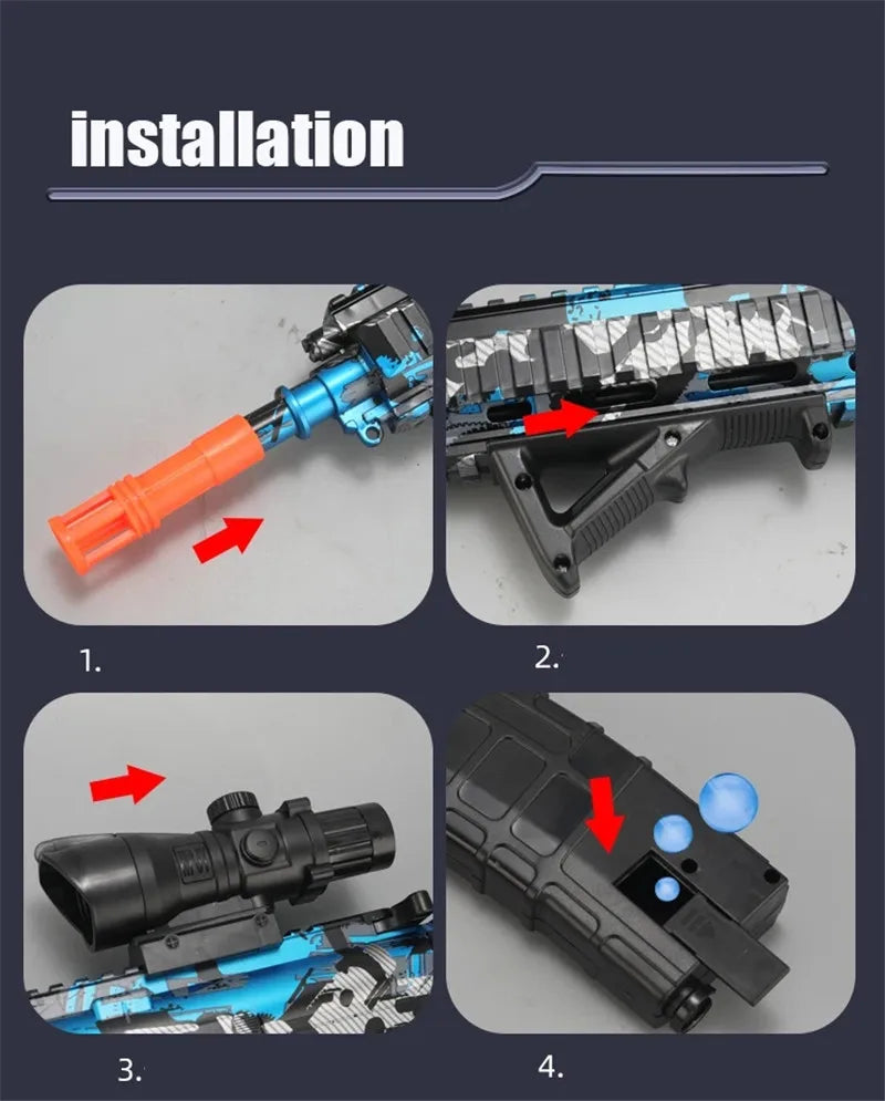 M416 Toy Gun 7.4V High-speed Burst Gel Ball With Orange Plug And Double Magazine For Outdoor Interactive Parent-child Games.