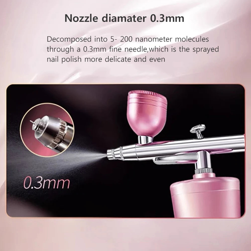 Airbrush Spray Gun for Painting Nails Modeling Crafts Cake Mini Spray Gun 0.3mm Nozzles Portable Airbrush Gun with Cleaning Kit