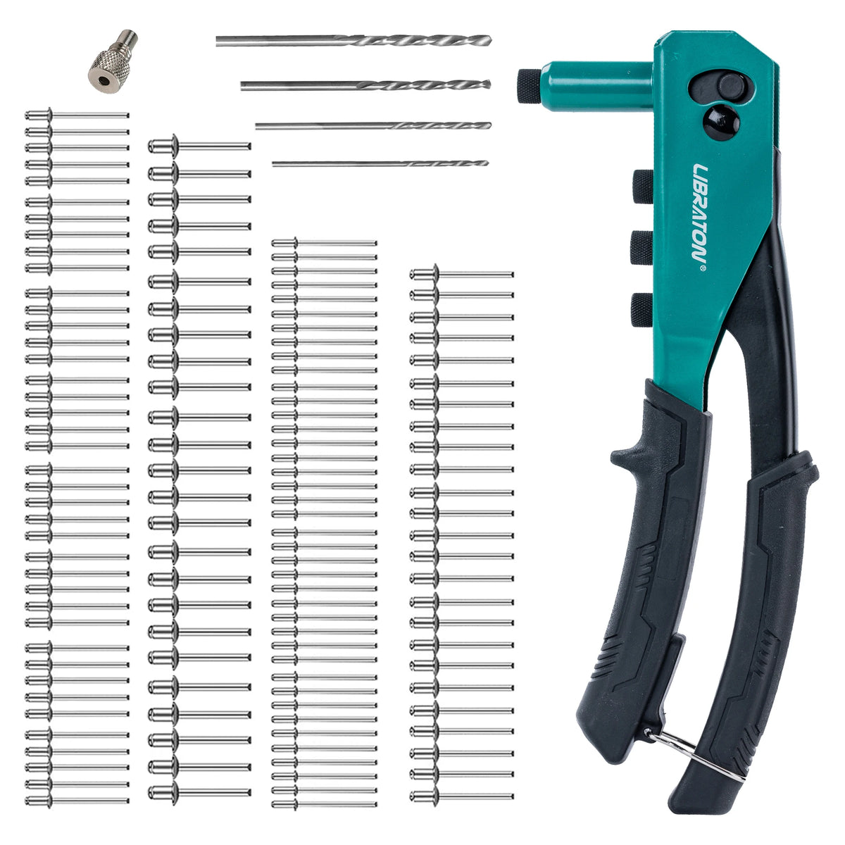 Manual Rivet Gun Kit with Rivets and Drill Bits