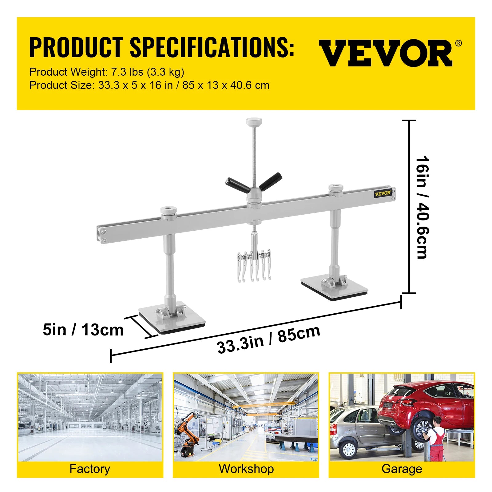 Car Dent Puller Lever Bar Kit with Dual Arms & Adjustable Foot