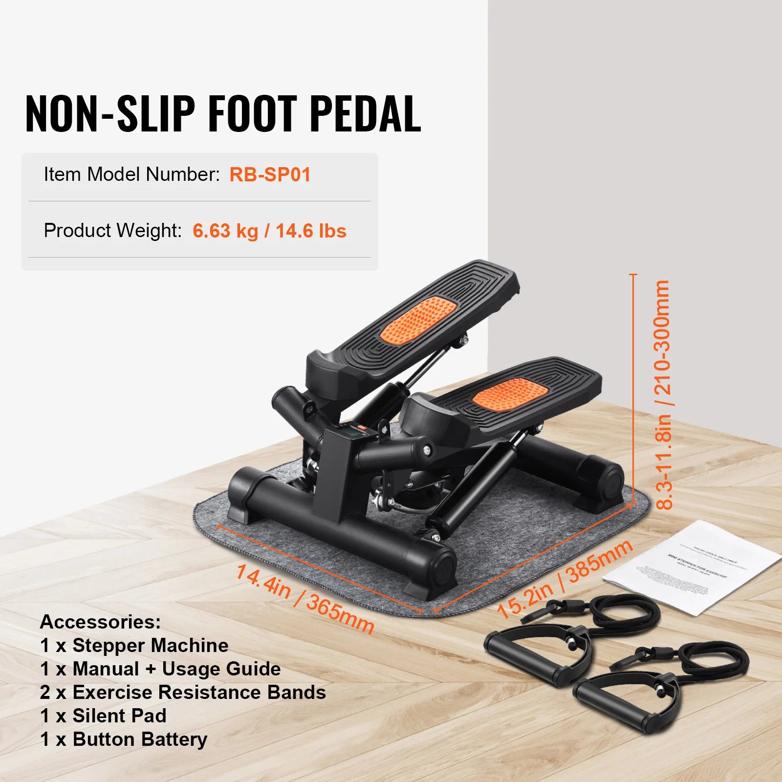 Stair Stepper for Home Exercise with Resistance Bands and LCD Monitor