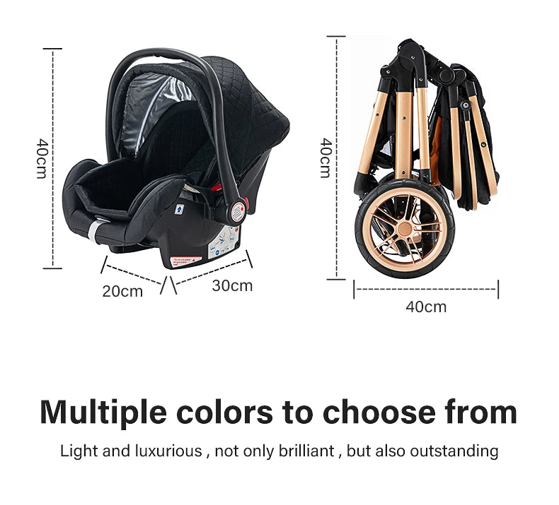 3 in 1 Luxury Baby Stroller High-Landscape Travel Pram