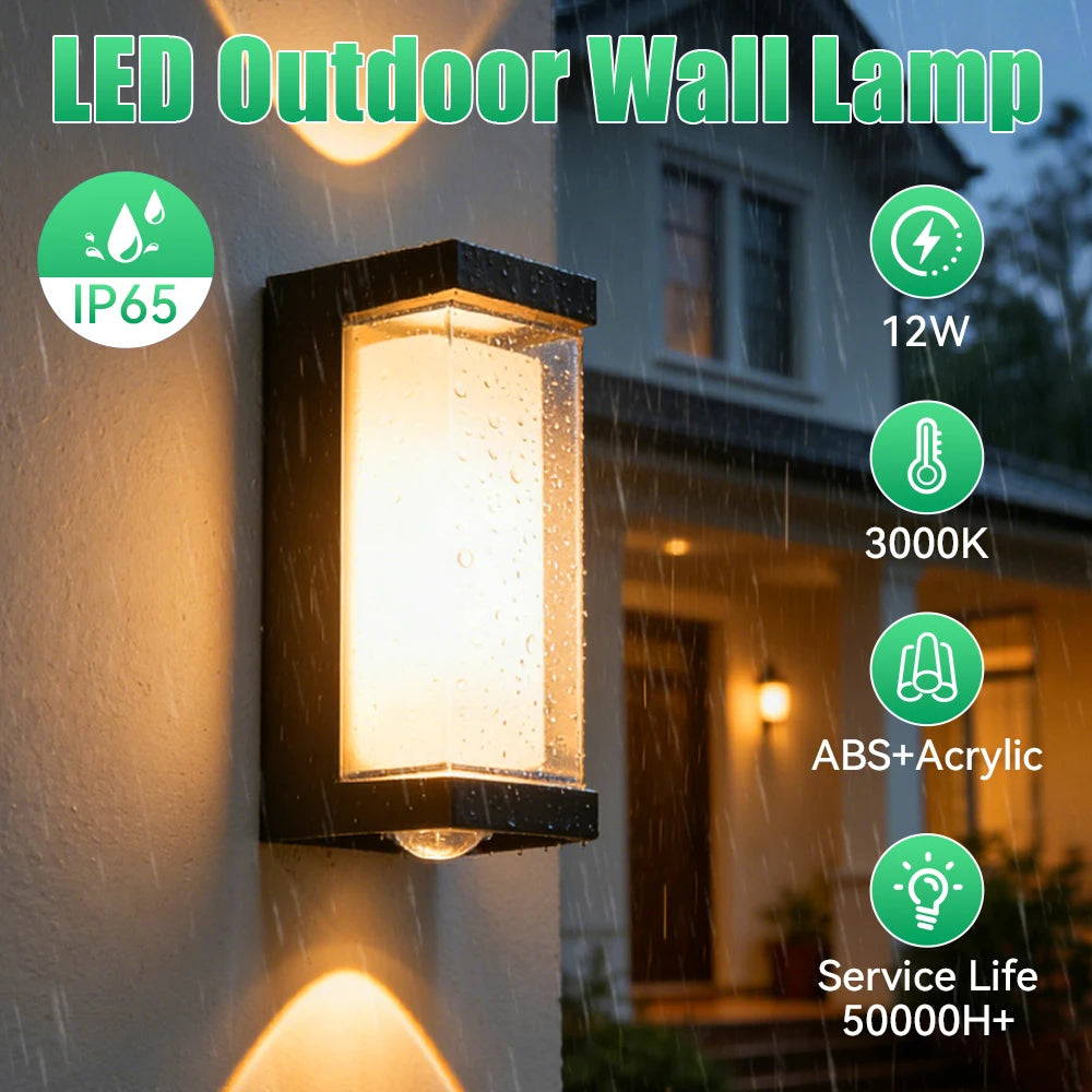 Applique da esterno LED da 12 W, IP65, tre forme del paralume