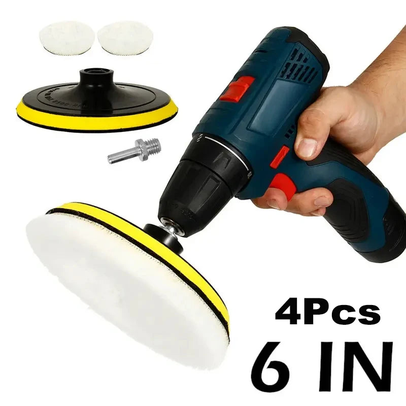 Conjunto de discos de polimento de 6 polegadas com adaptador para berbequim, 4 peças