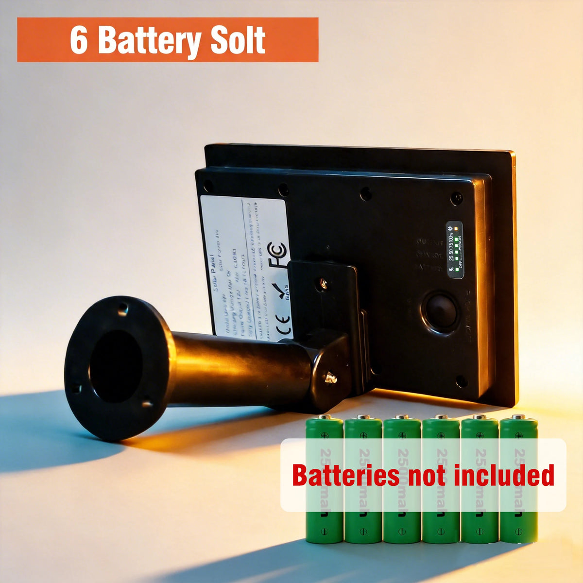 4W Solar Panel Charger with 5V Output and 18650 Battery Slots