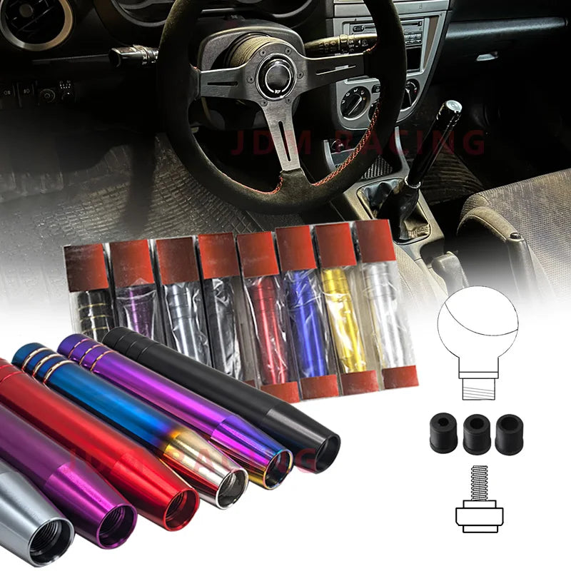 Universal Auto 13cm 18cm Length Manual Car Gear Shift Knob Aluminum Gear Shift Knob Racing Car Shift Gear Knob With 3 Adapters