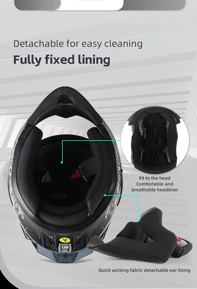 VGV 91 Flip Motorcycle Helmet, Dual-Lens, DOT Certified