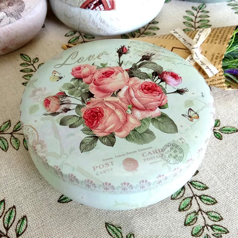 Round Tinplate Storage Tin, 10.7 cm, for Sweets and Tea
