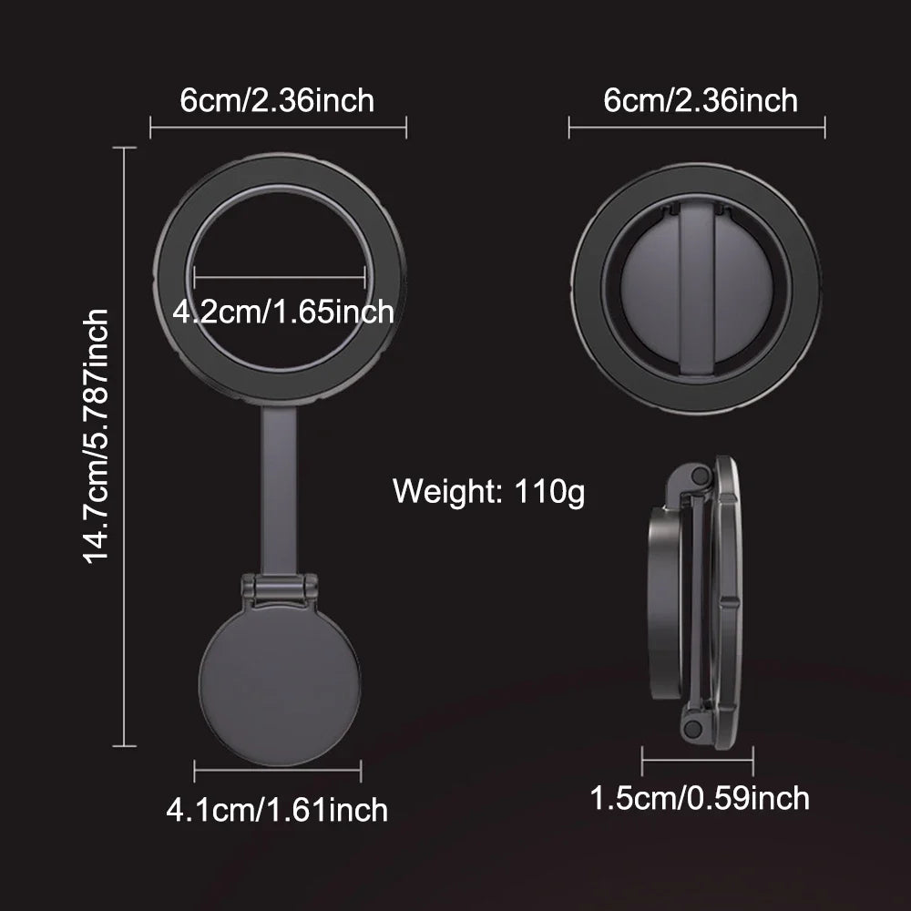 360° drehbare magnetische Ring-Handyhalterung aus Aluminiumlegierung, faltbar, für iPhone 17, 16, 15, 14, 13, 12 Pro Max