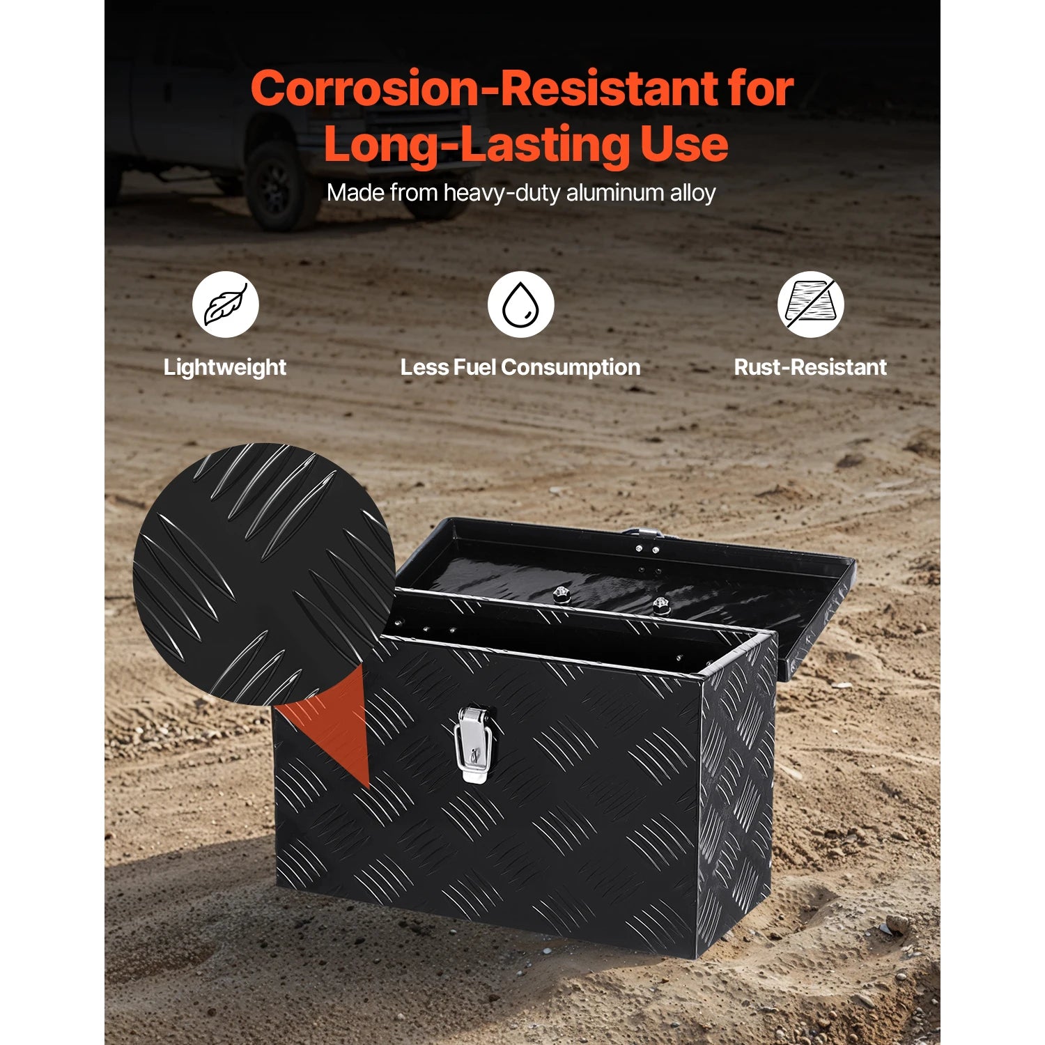 Heavy Duty Aluminum Truck Bed Tool Box with Lockable Storage