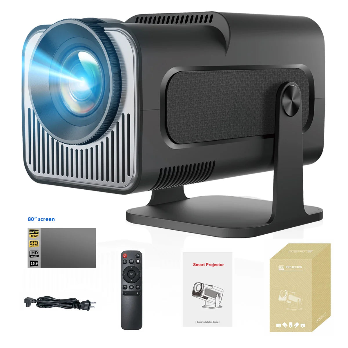 HY320 Mini Portable Projector with WiFi6 and Bluetooth